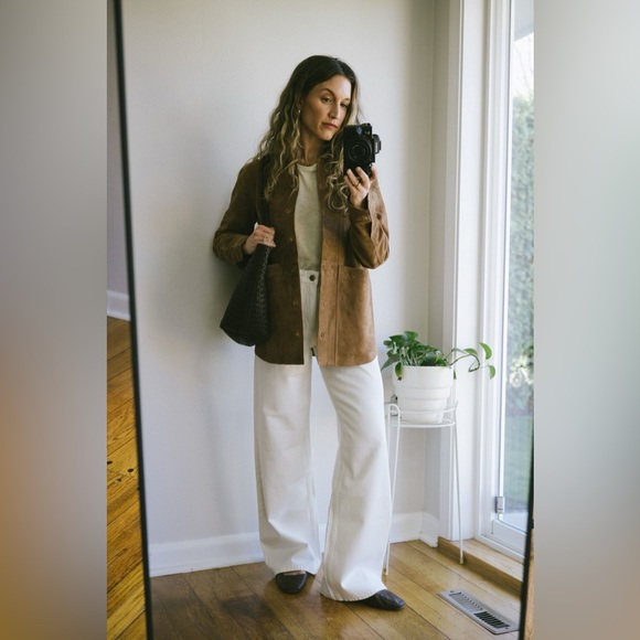 NY & Co 90s/Y2K Classic Genuine Suede Leather Jacket Light Tan Camel 🧥✨ - Picture 15 of 16